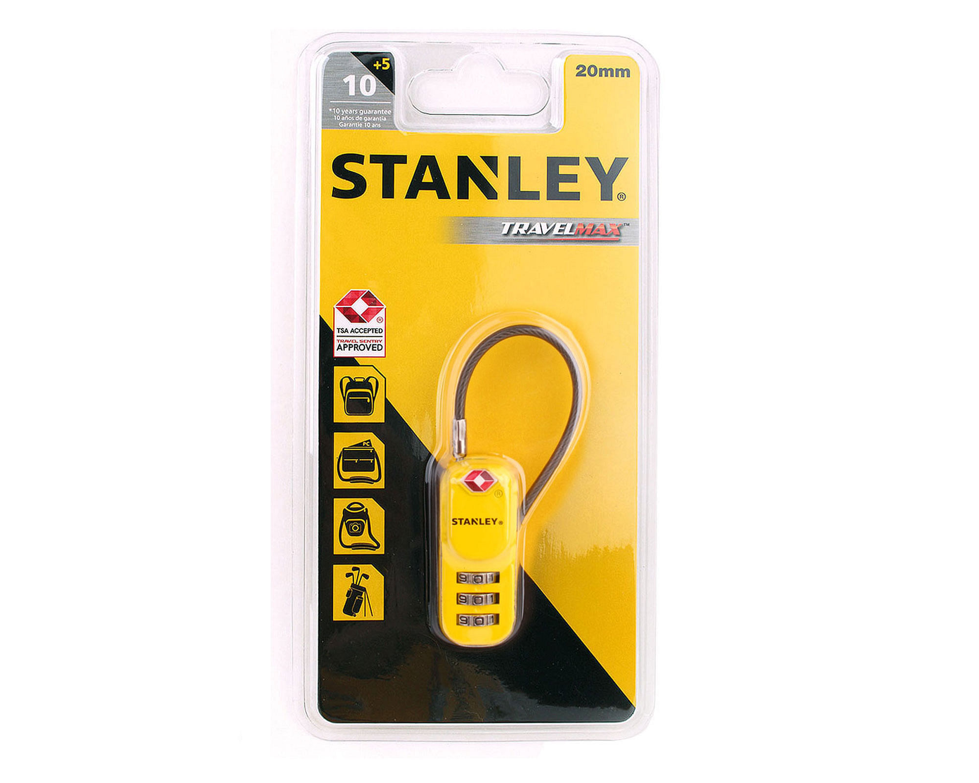 Stanley S742-061 Candado de combinación de 3 dígitos Amarillo 20 mm