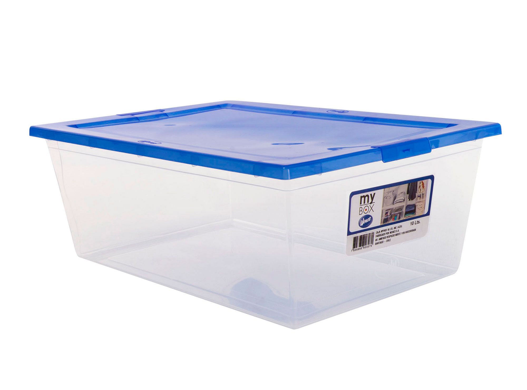 Abolladura perdón Centelleo Caja organizadora 10 litros Mybox transparente/azul Wenco easy.cl