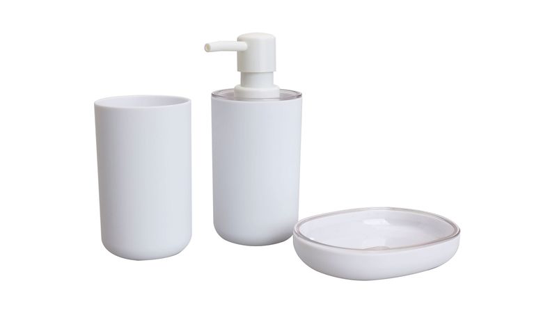 Set accesorios baño 3 piezas blanco Cotidiana