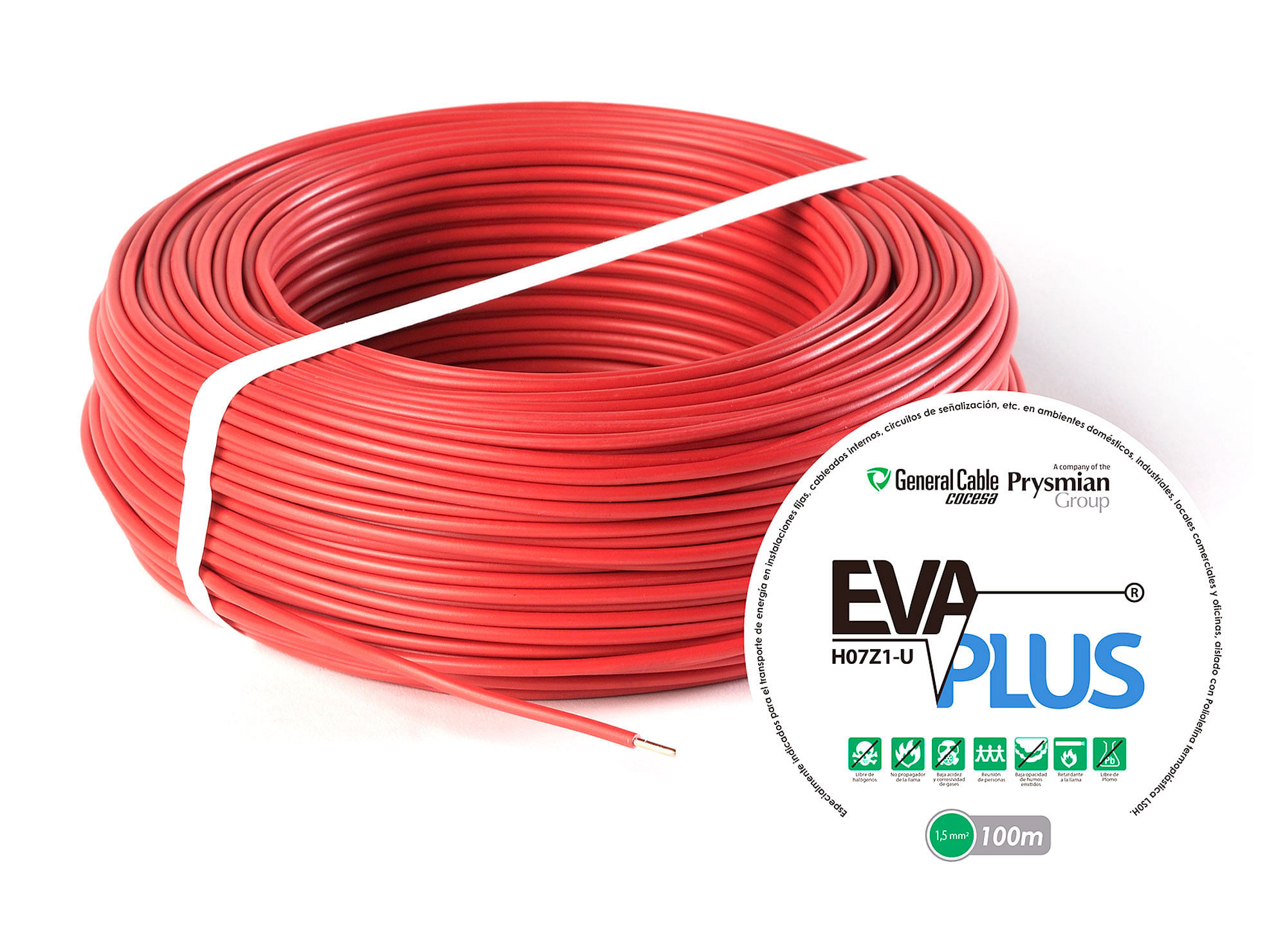 Cable Eva 2,5mm Rojo 100 Metros 450/750V 70°C SEC