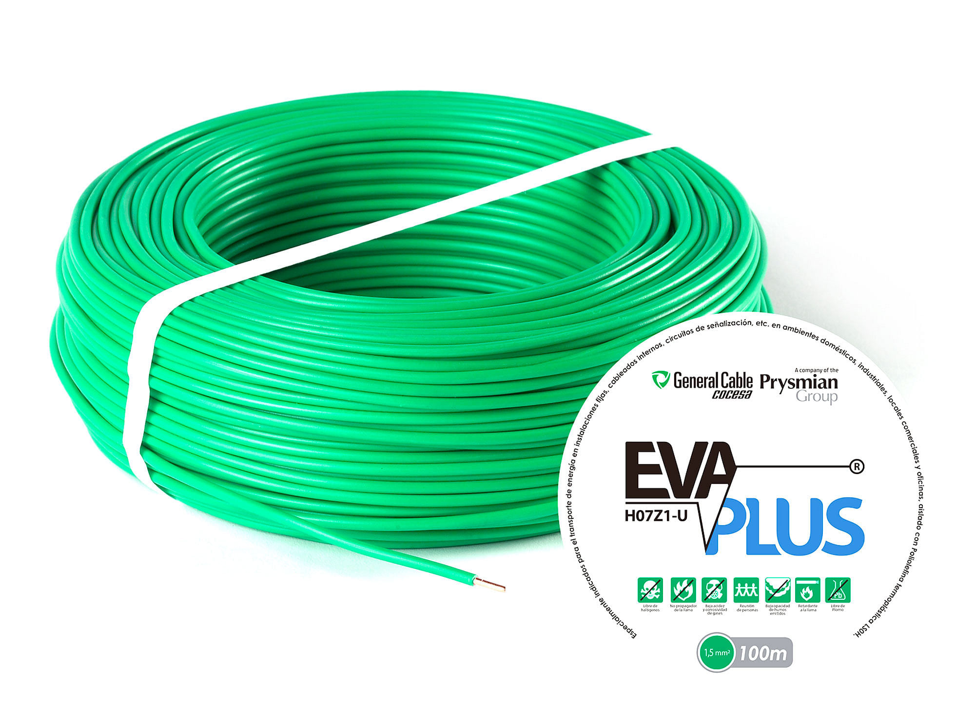 Cable Eléctrico EVA 2,5 mm 2 Verde 100 Mts
