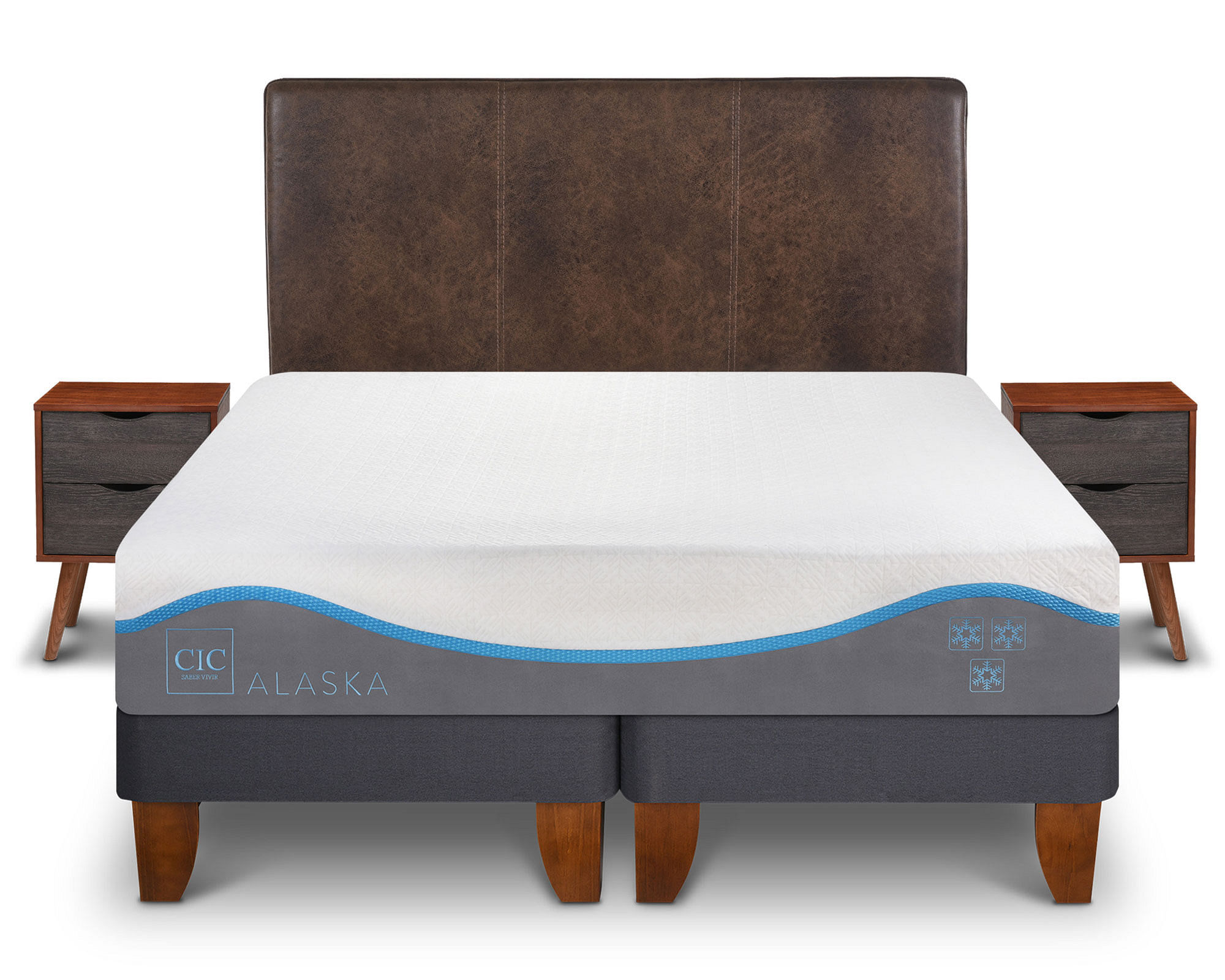 Cama europea 2 plazas Alaska + Set Baker Cic | Knasta Chile