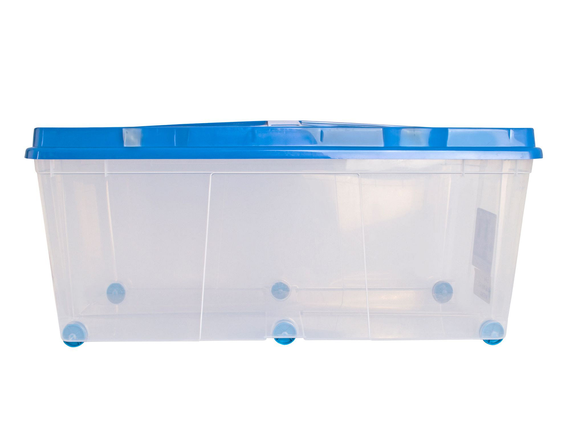 Caja organizadora 100 litros Rollbox transparente/celeste Wenco