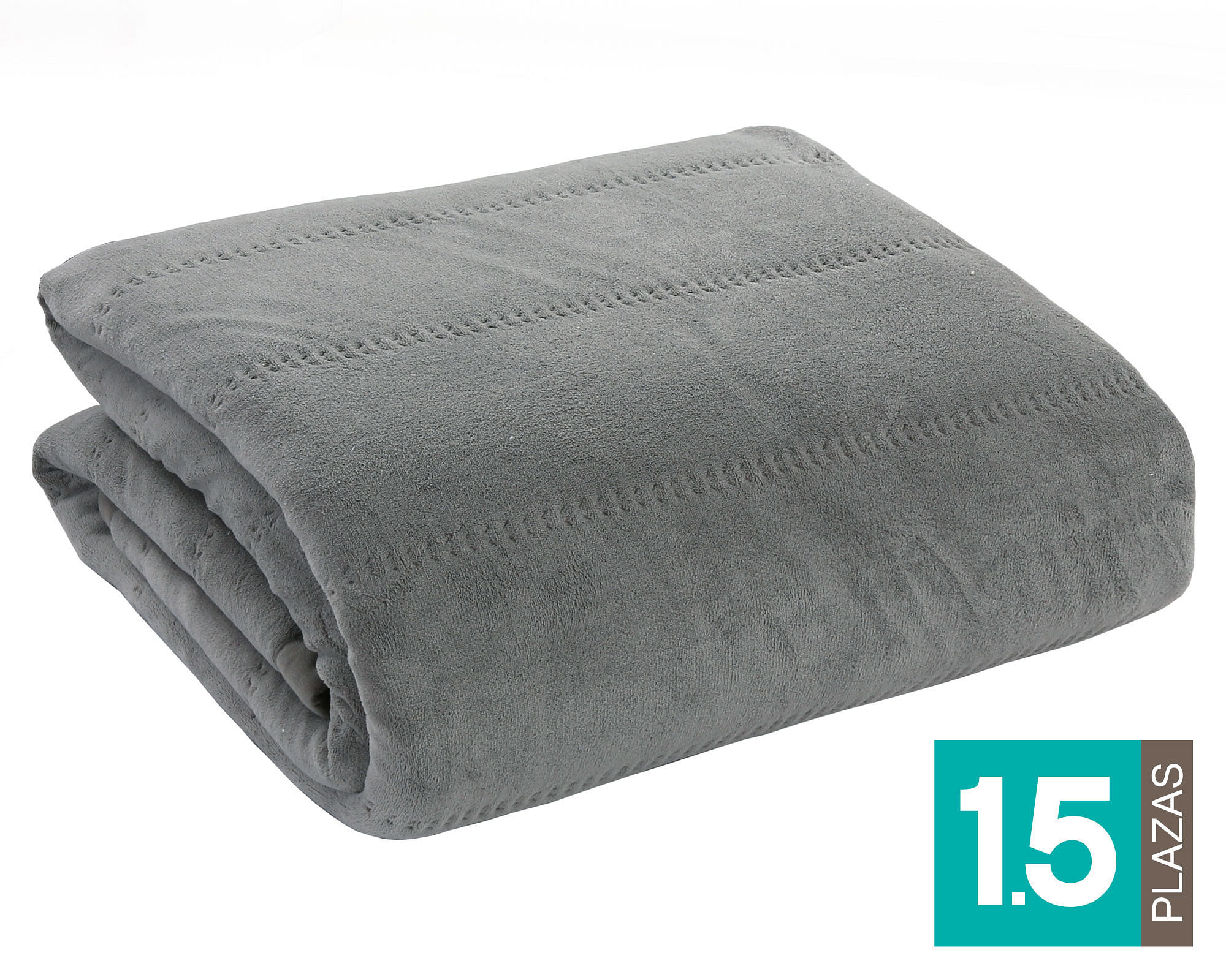 Quilt coral sherpa 1.5 plazas gris claro Cotidiana