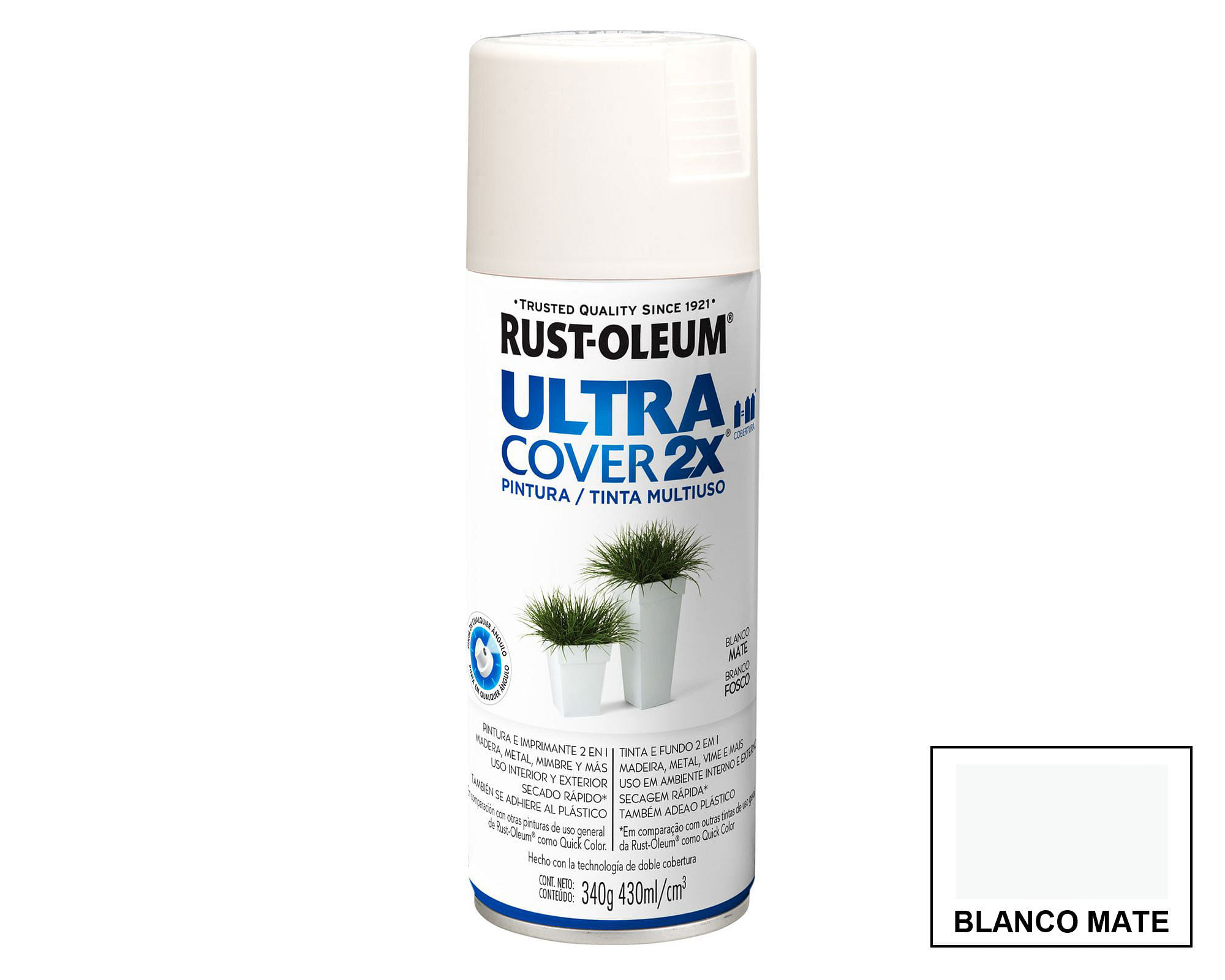 Pintura spray 430 ml Ultra cover 2X blanco mate Rust-Oleum
