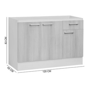 Mueble base lavaplatos 3 puertas 1 cajón blanco/acacia Mobikit