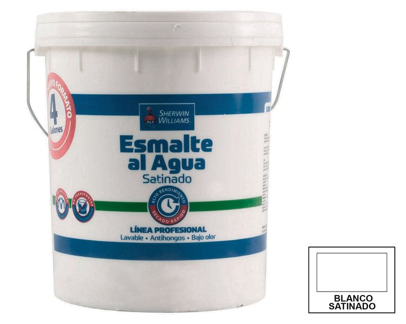 Esmalte Al Agua 1 Tineta Profesional Blanco Satín Sherwin Williams Easycl 