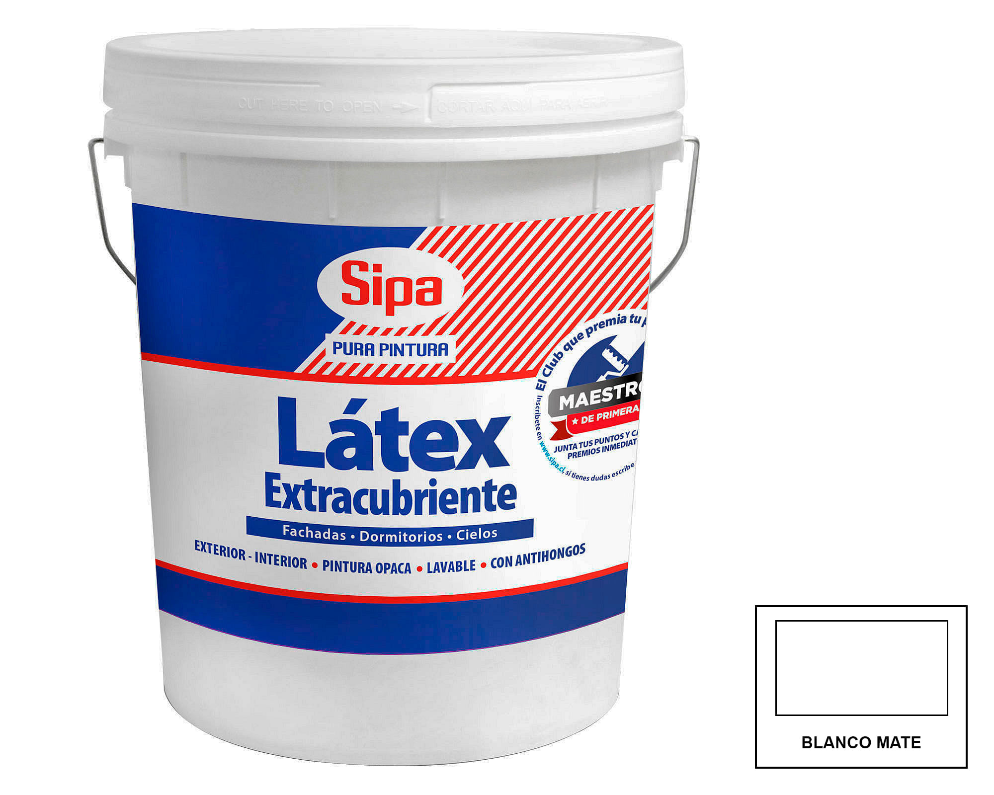 Látex 1 tineta Extracubriente blanco mate Sipa