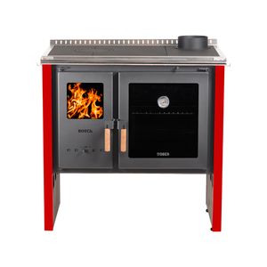 Cocina a leña 9kW Hestia 90 rojo