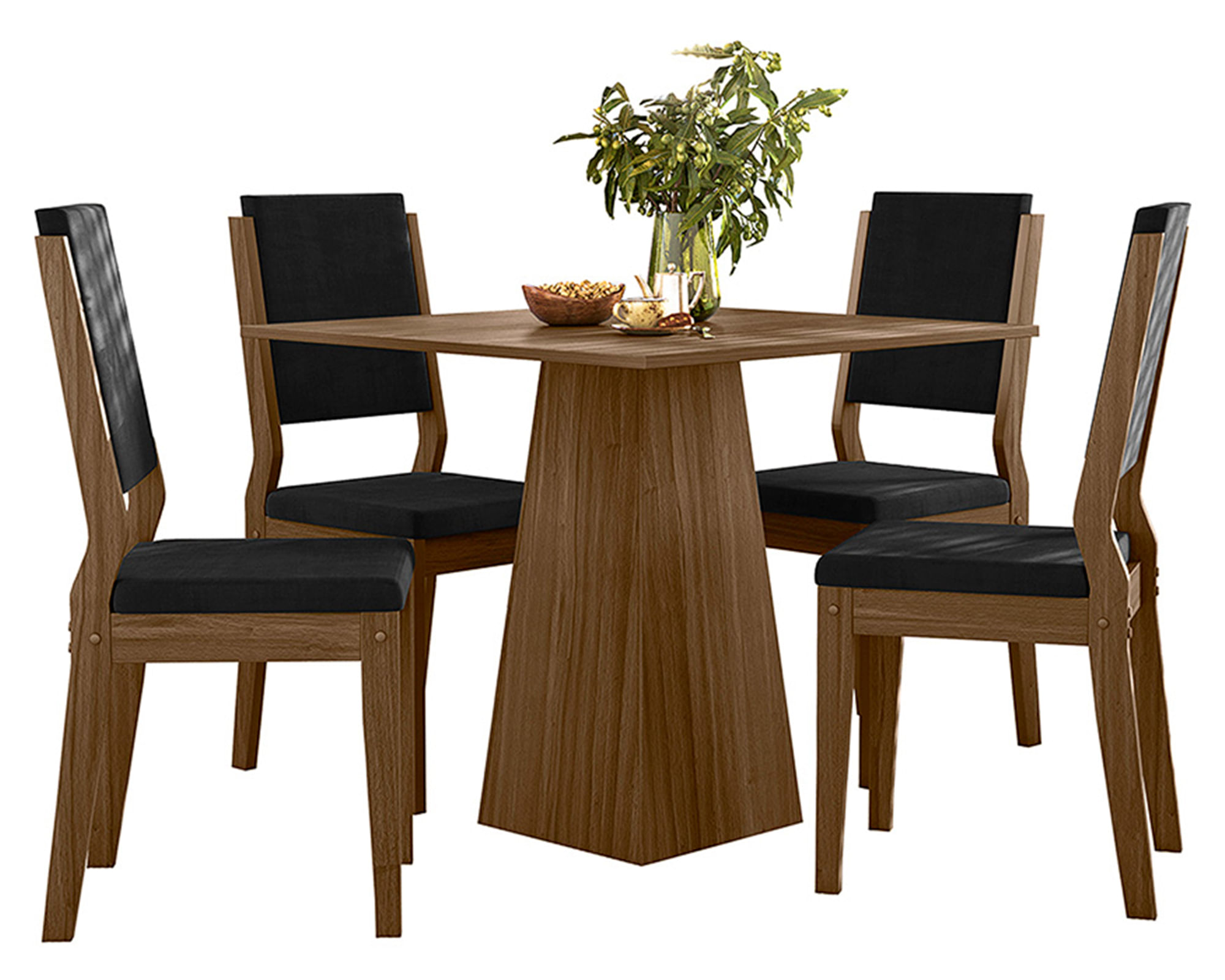 Comedor 4 sillas Carol café/negro