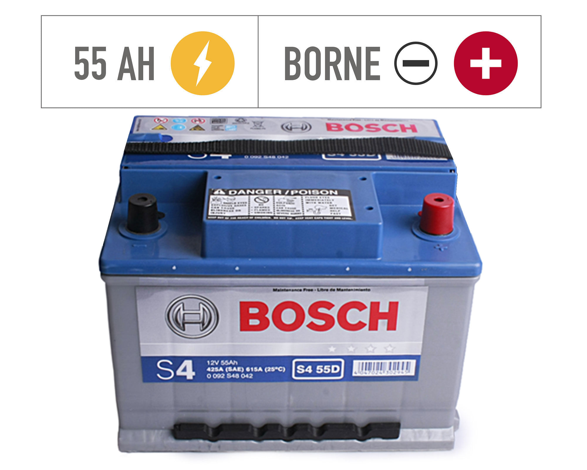 Grillo perdón Fruncir el ceño Batería 55AH 460CCA derecho S455D-E Bosch easy.cl