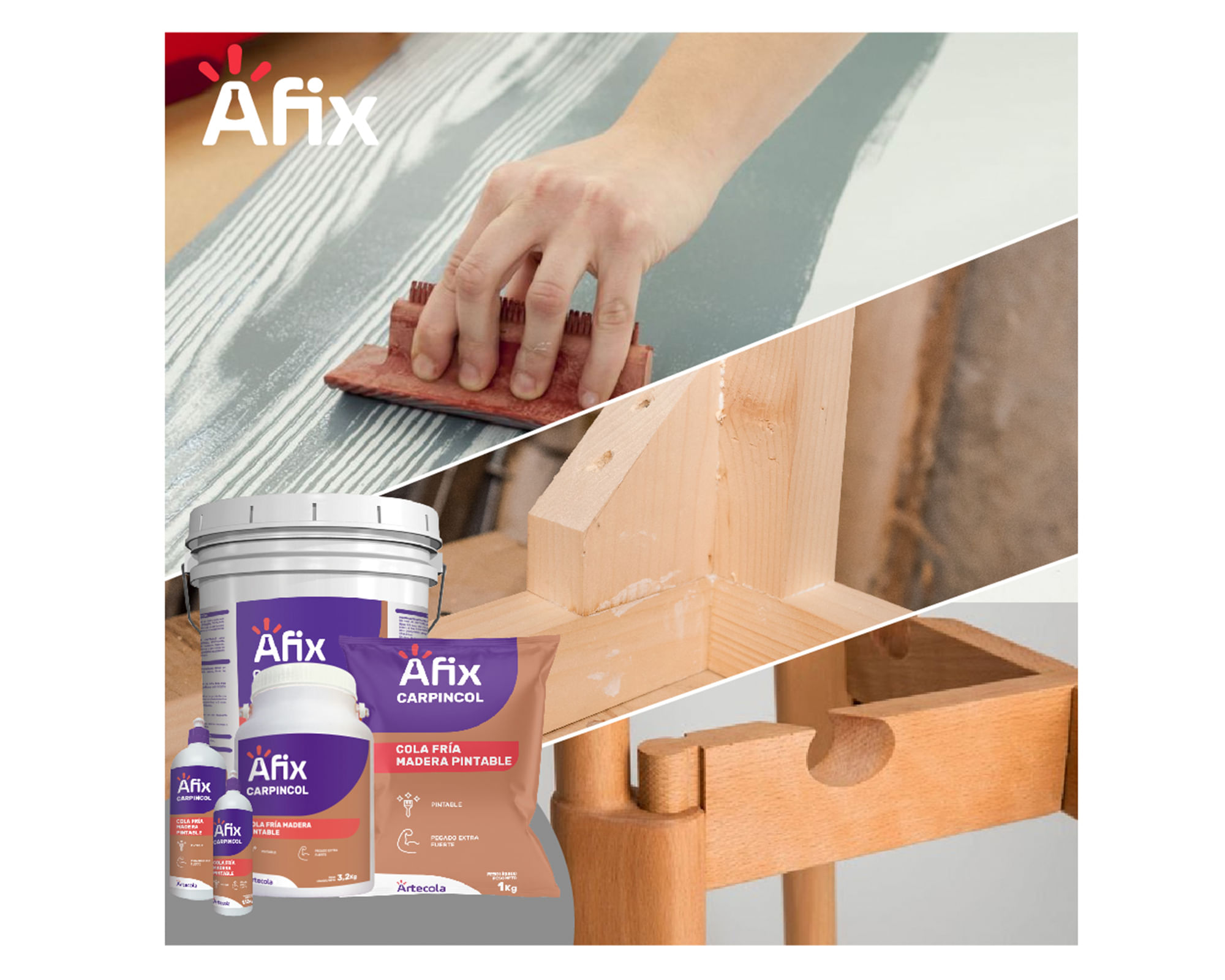 AFIX COLA FRIA EXTRA FUERTE PARA MADERA Y PINTABLE PARA VETEADO 32KG