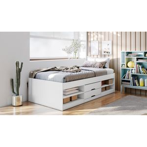 Cama funcional 1 plaza Karina 2 cajones blanco