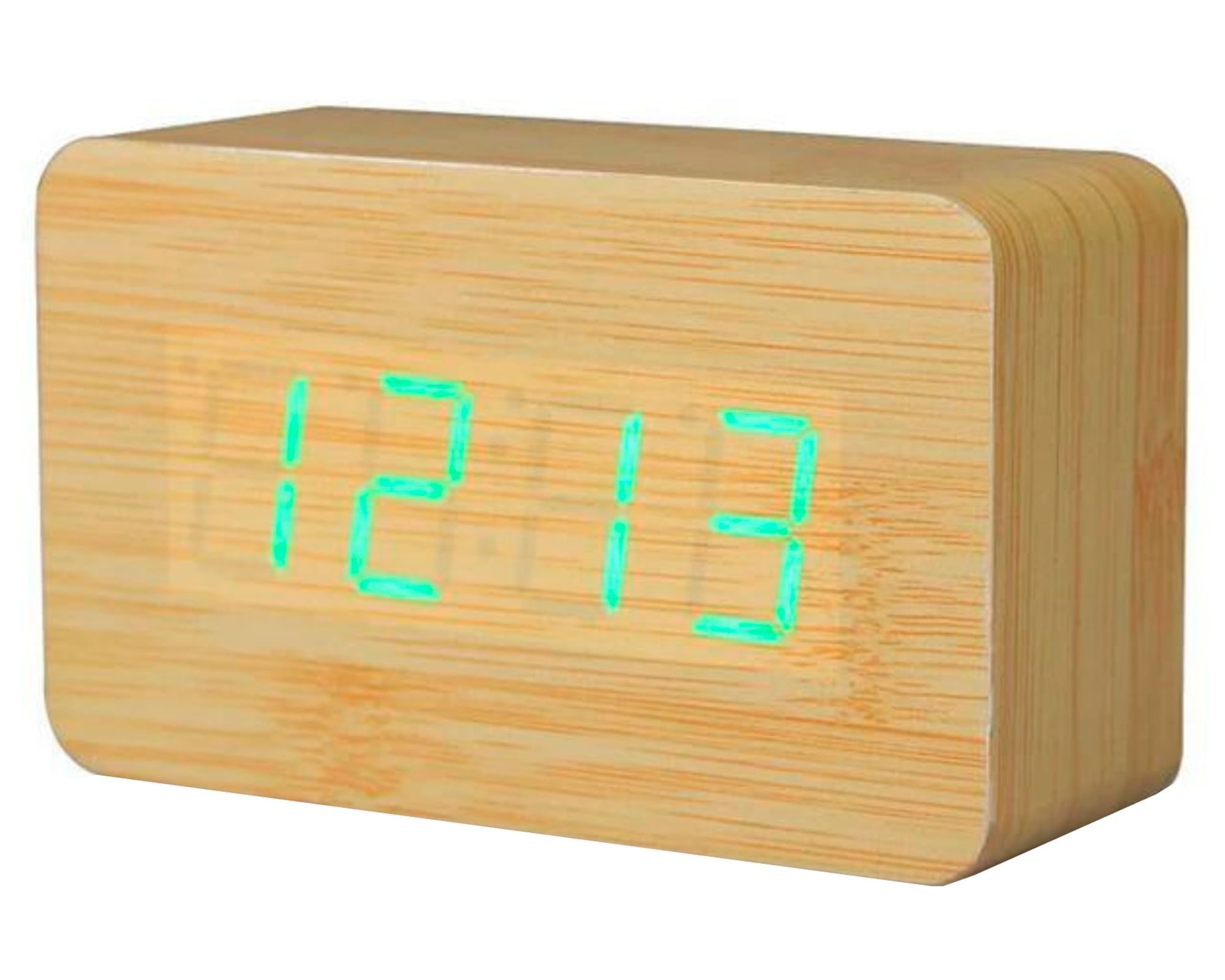 Reloj despertador madera 10x10 cm natural