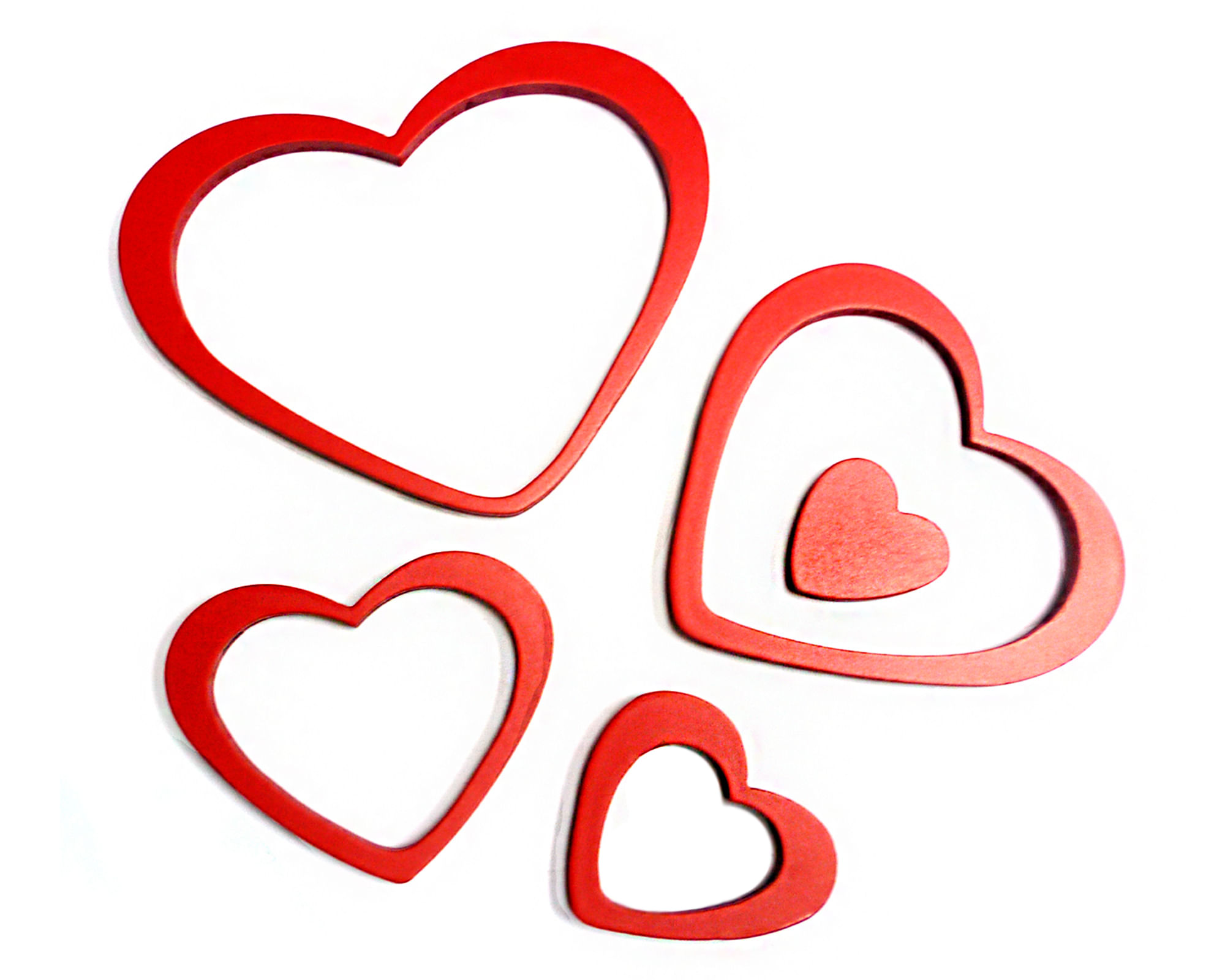 Sticker madera corazones rojo