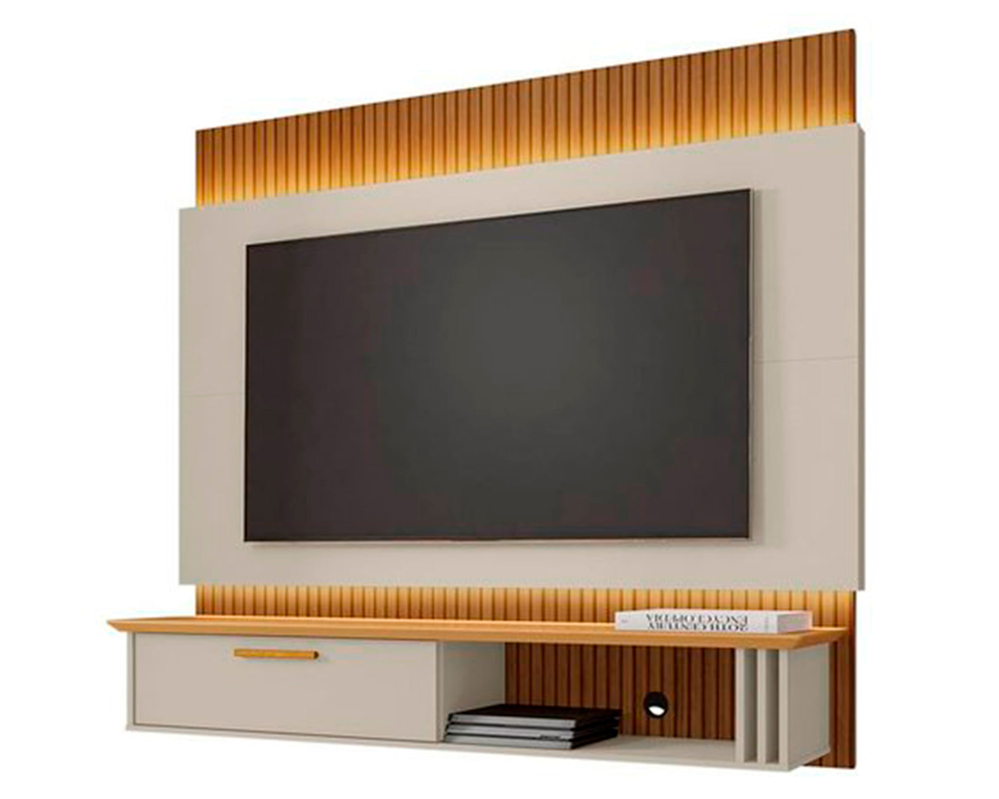 Panel rack TV 65"" Paris blanco invierno/canela