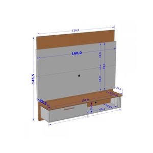 Panel rack TV 65" Paris blanco invierno/canela