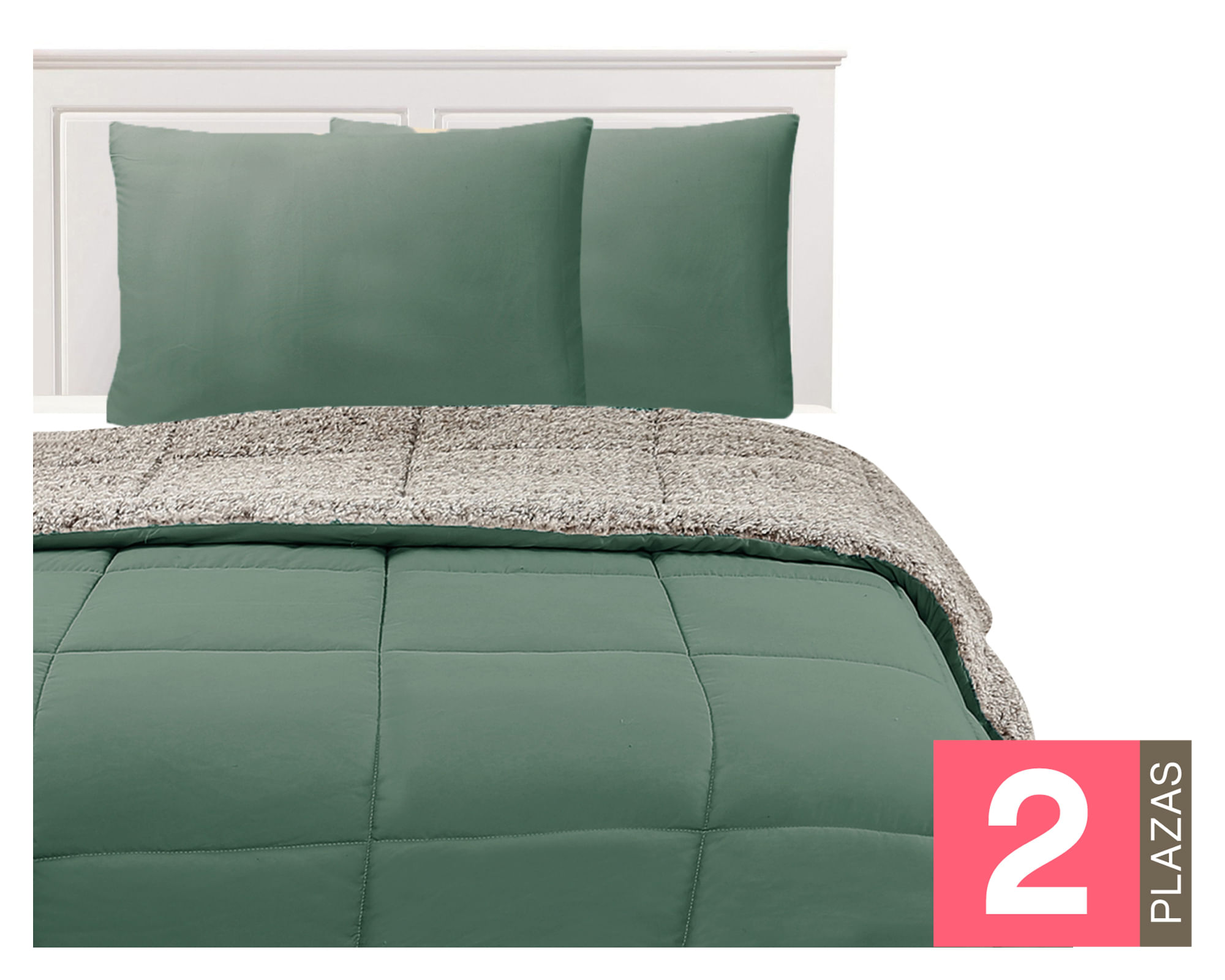 Plumón sherpa Liso verde 2 plazas