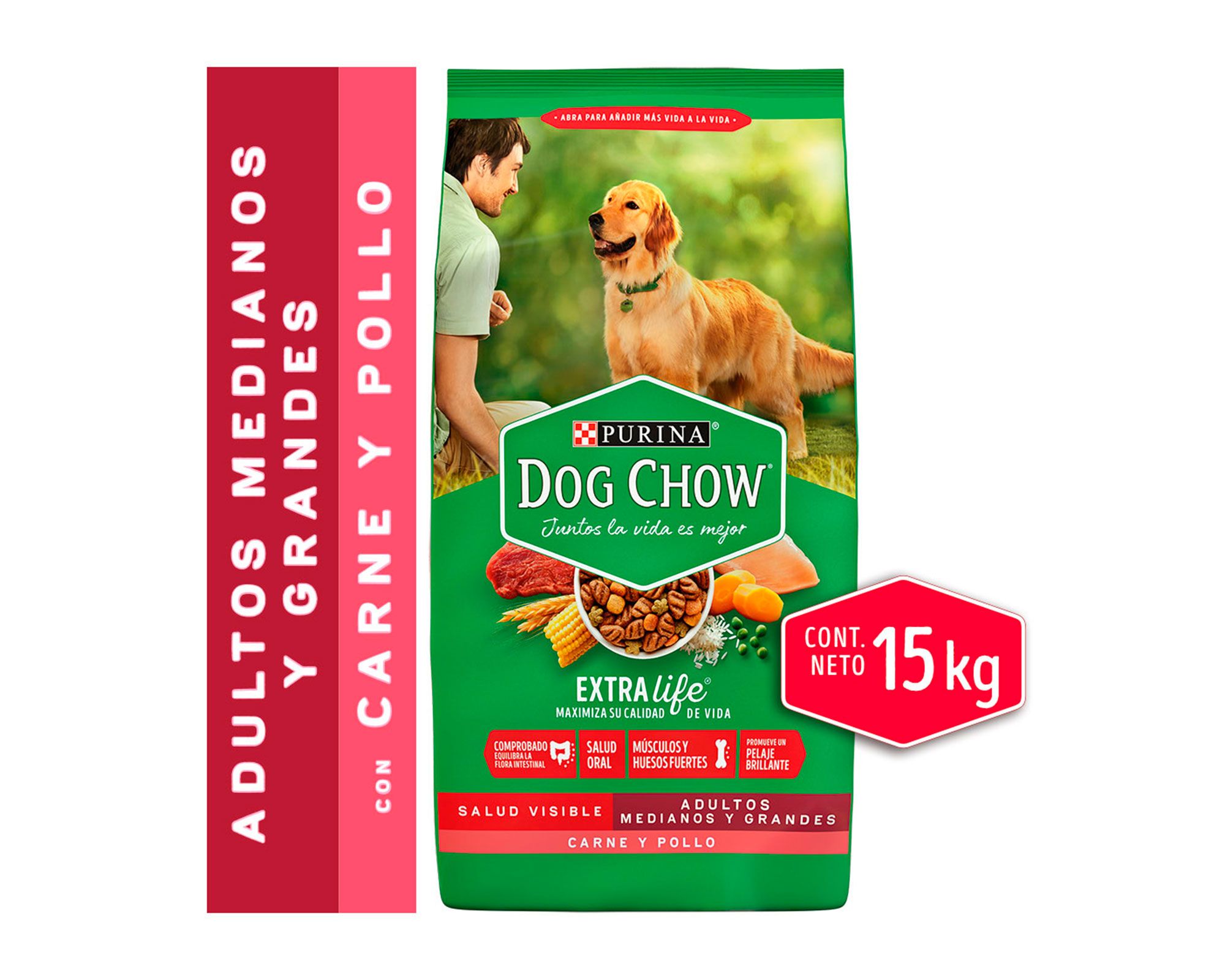 Alimento perro 15 kg raza mediana grande Dog Chow